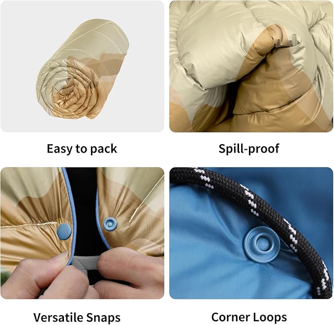 Camping Blanket, Puffy Down Alternative Blanket Lightweight Windproof for Outdoors,Hiking, Backpacking,Beach,Car,Picnic,Stadium