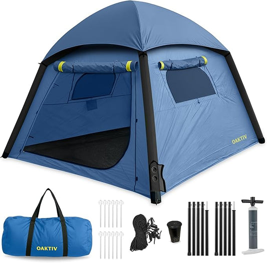 CloudCamp Inflatable Tents for Camping- 6 People Waterproof Oxford Fabric(210D), Quick Setup Air Tent with Manual & Battery Pump, UV Protection, 4-Season Inflatable Tent