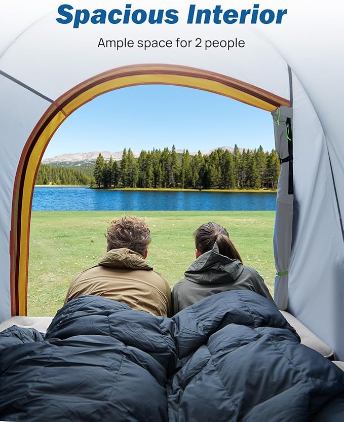 JOYTUTUS Pickup Truck Tent 5ft 2.0, Waterproof PU2000mm Double Layer for 2 Person, Portable Truck Bed Tent with Rainfly - Orange, Aluminum Pole