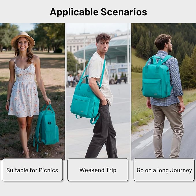 MIER Backpack Cooler 24 Cans Insulated Double Deck Soft Coolers Bag Lightweight Lunch Back Pack Women Men for Beach Travel Work Fishing,Teal