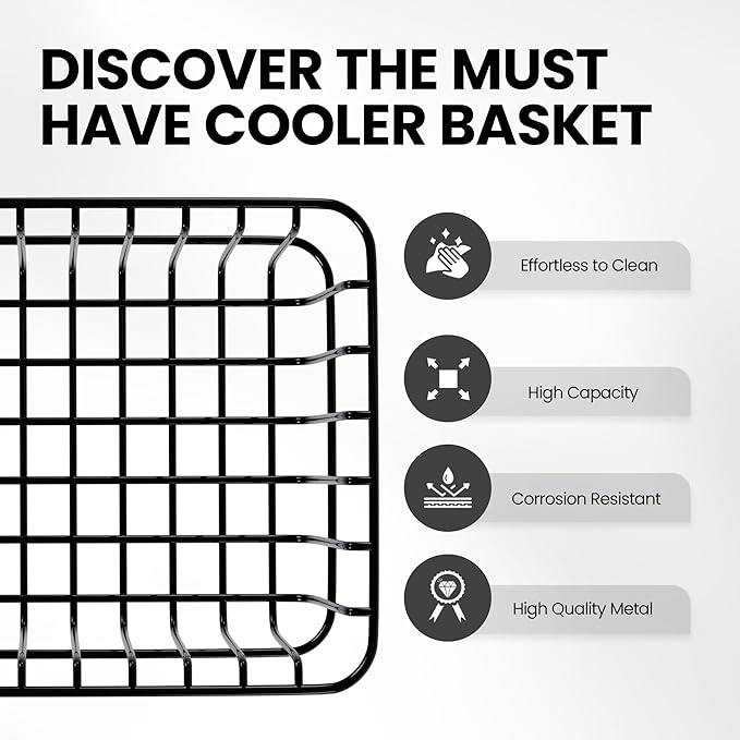 Cooler Storage Basket Insert Compatible with RTIC 52/72 Qt & Coleman 54 Qt Steel Belted Coolers - Fits with Dividers, Inserts, and Accessories