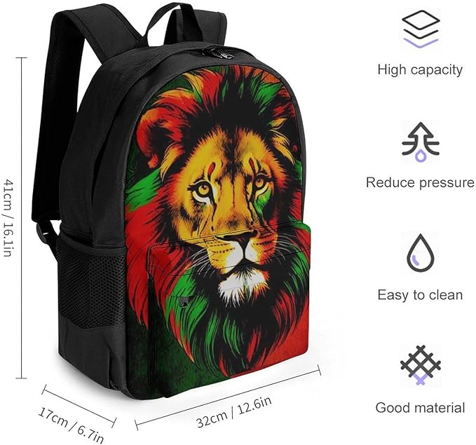 Casual Daypack Multipurpose Anti-Theft Large Capacity Carry On Bag, Lion Of Jamaica Reggae Casual Daypack Climbing Shoulder Bag With Padded Straps