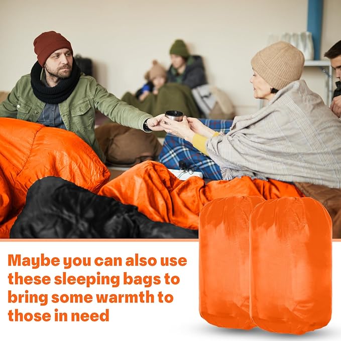 Macarrie 10 Pcs 0 Degree Camping Sleeping Bags Bulk for Adults Cold Weather 4 Season Warm Sleeping Bag with Compression Sack for Homeless Donation Shelter Emergency Hiking
