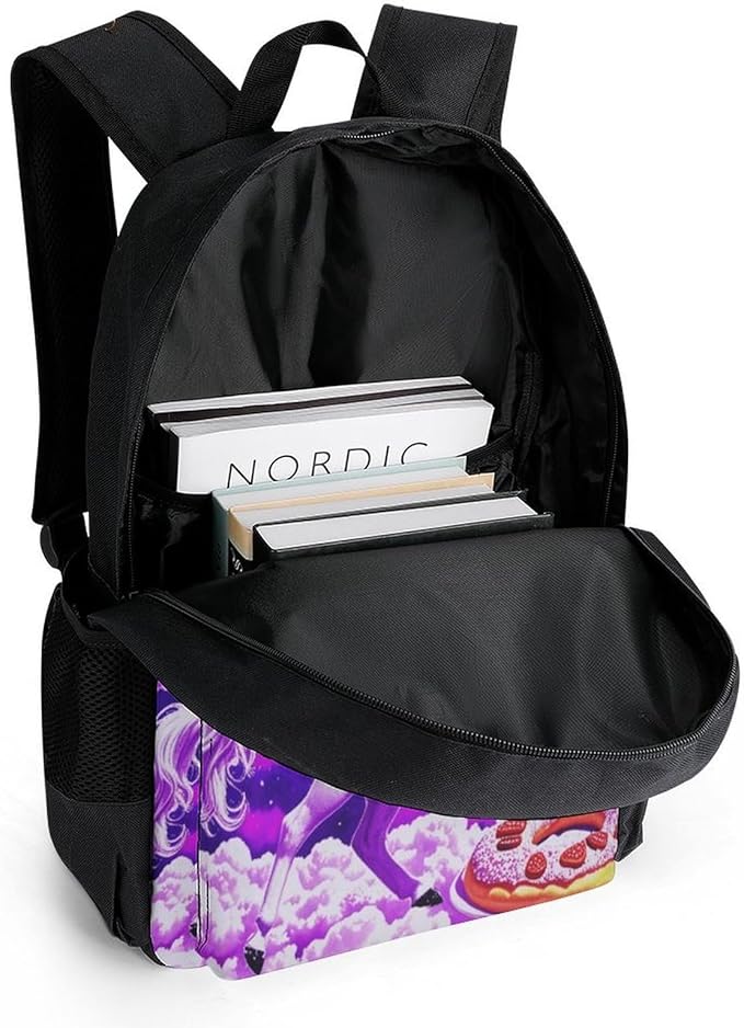 Supdreamc Rucksack Anti-Theft Multipurpose Large Capacity Carry On Bag, Rainbow Unicorn Random Space Galaxy Donuts Travel Hiking Bag Day Pack With Side Pockets