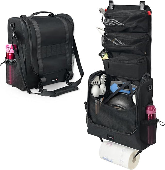 Camp Kitchen Organizer, Cooking Tools Storage Caddy Bag, Multi-Pockets, Paper Towel Holder, Portable Hanging Kitchen Caddy for Camping Utensils, Cookware & BBQ Essentials Bag Only