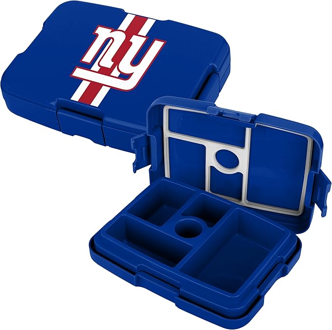 FOCO NFL Unisex-Adult Officially Licensed Team Color Stripe Primary Logo Football Leak Proof 5 Compartment Bento Lunch Box - New York Giants