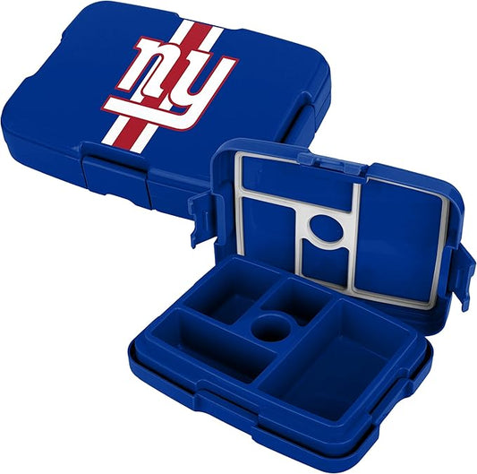 FOCO NFL Unisex-Adult Officially Licensed Team Color Stripe Primary Logo Football Leak Proof 5 Compartment Bento Lunch Box - New York Giants