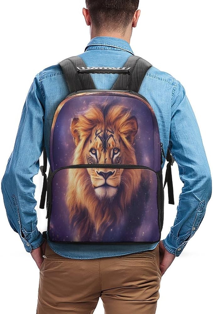 Daypack Lightweight Multipurpose Anti-Theft Lovely Beautiful Lion Art Shoulder Bag Large Capacity Laptop Book Bag Rucksack With Adjustable Shoulder Straps