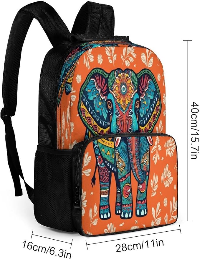 Shoulder Book Bags Polyester Multipurpose Anti-Theft African Tribal Nations Elephants Art Carry On Bag Large Capacity Travel Hiking Camping Rucksack