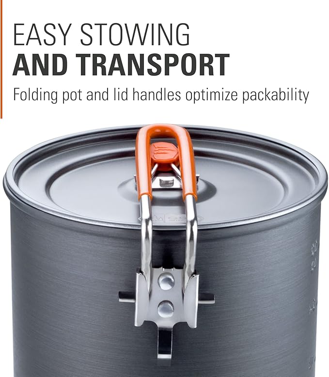 GSI Outdoors Halulite Boiler Ultralight Hard-Anodized Pot with Folding Handle, Fast-Heating Camping Cookware for Backpacking, Hiking & Outdoor Cooking