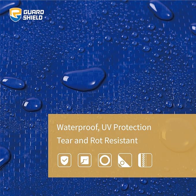 GUARD SHIELD Tarp 10x12 Feet Waterproof Blue/Silver Tarps 8Mil Multi Purpose UV Resistant Cover for Outdoor,Camping,Tent,Boats