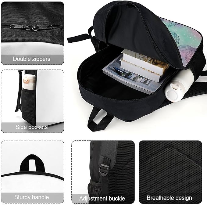 Stylish Outdoor Backpack Gym Bag with Large Capacity for College, Mermaid Tail College Bookbag
