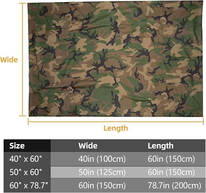LOOGU Camo Blanket Waterproof Insulation Poncho Liner for Outdoor Camping, Hiking, Hunting, Survival, Backpacking, Picnicking