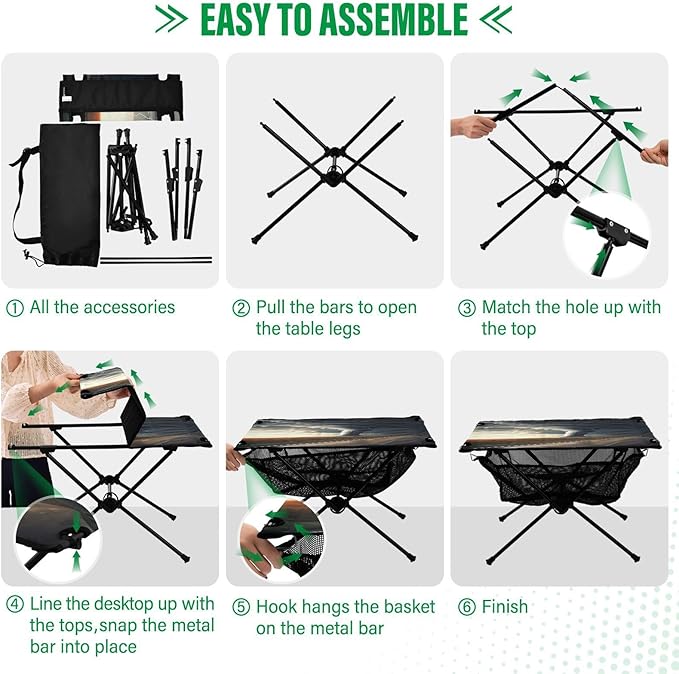 Storms Portable Folding Camping Table, Compact Lightweight Beach Table with Carrying Bag for Outdoor Picnics, BBQs, Camp