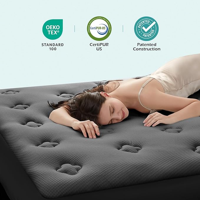 Hansleep Twin Mattress Pad Topper Memory Foam, Twin Foam Mattress Topper Viscose Derived from Bamboo, Twin Size Bed Mattress Pad Cover for Back Pain Relief, 39" x 75", Charcoal Grey