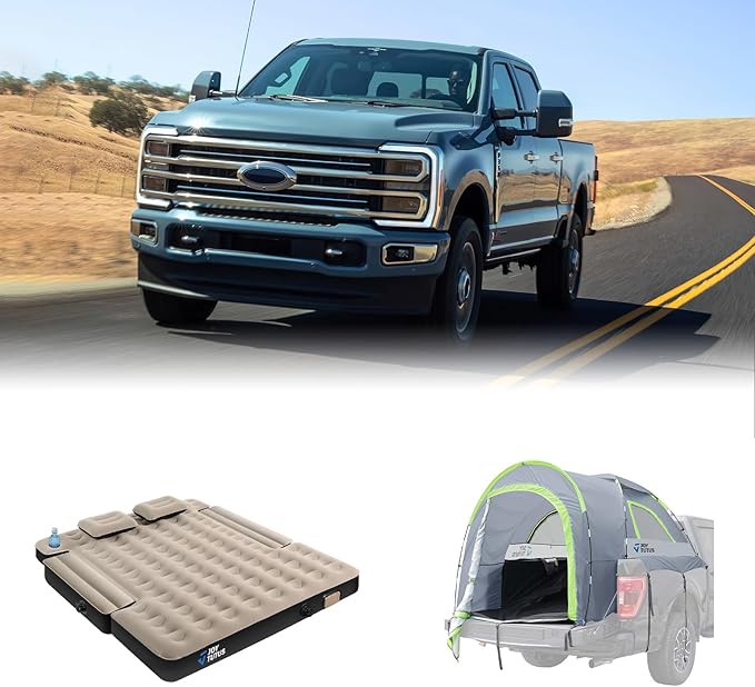 JOYTUTUS Truck Tent with Rainfly 6.5Ft+JOYTUTUS Truck Bed Mattress for 6-6.5Ft with Built-in Pump