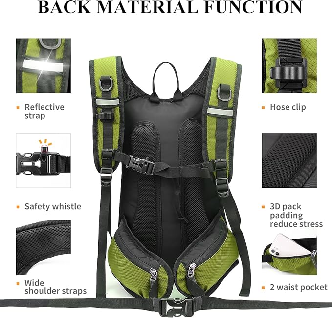 NONSAR Hydration Backpack, Hiking Backpack with 3L Water Bladder, Lightweight Insulation Hydration Pack, Water Backpack for Hiking, Cycling, Running, Festival, Camping for Men Women