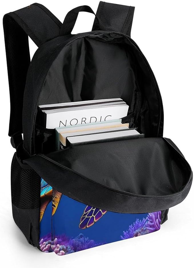 Supdreamc Men Women Lightweight Sea Turtle Backpack Large Capacity Bookbag With Smooth Zippers for Gym Business Running