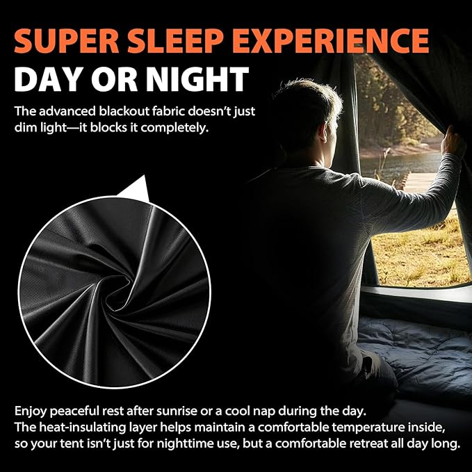 GEERTOP 2 Person 4 Season Blackout Camping Tent - Sleep in Darkroom, Waterproof Rainfly, Snow Skirt, Lightweight Aluminum Pole, Easy Setup for Hiking, Mountaineering, Family Camp