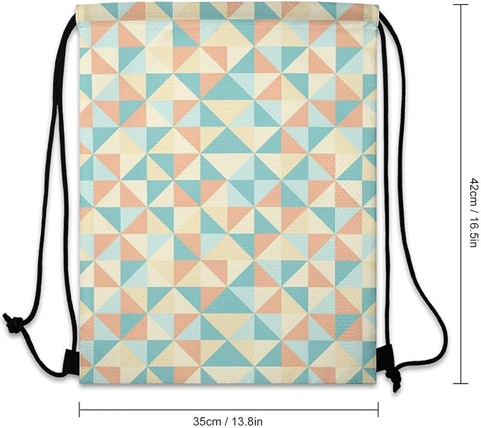 Sports Drawstring Sackpack Lightweight Backpack Waterproof for Training Gym Yoga Beach Men Women String Bag, Colored Geometric Figures Bags