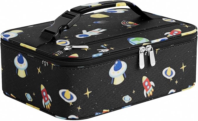 Small Lunch Box Insulated Lunch Bag for Women Men, Bento Kids Lunch Box, Compact Portable Thermal Meal Cooler Bags with Buckle Handle for Work & School, Spaceman 5L
