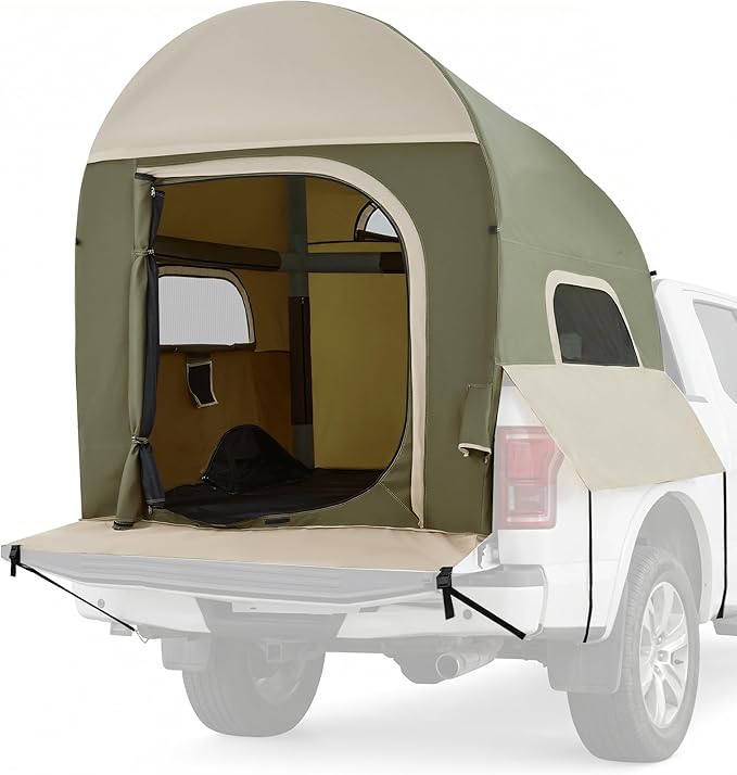Inflatable Truck Bed Tents 5.5 ft–8 ft with Air Pump, 3-Minute Fast Setup Pickup Truck Tent for Camping, Dual-Use Truck Bed Tent & Ground Tent, Waterproof All-Weather