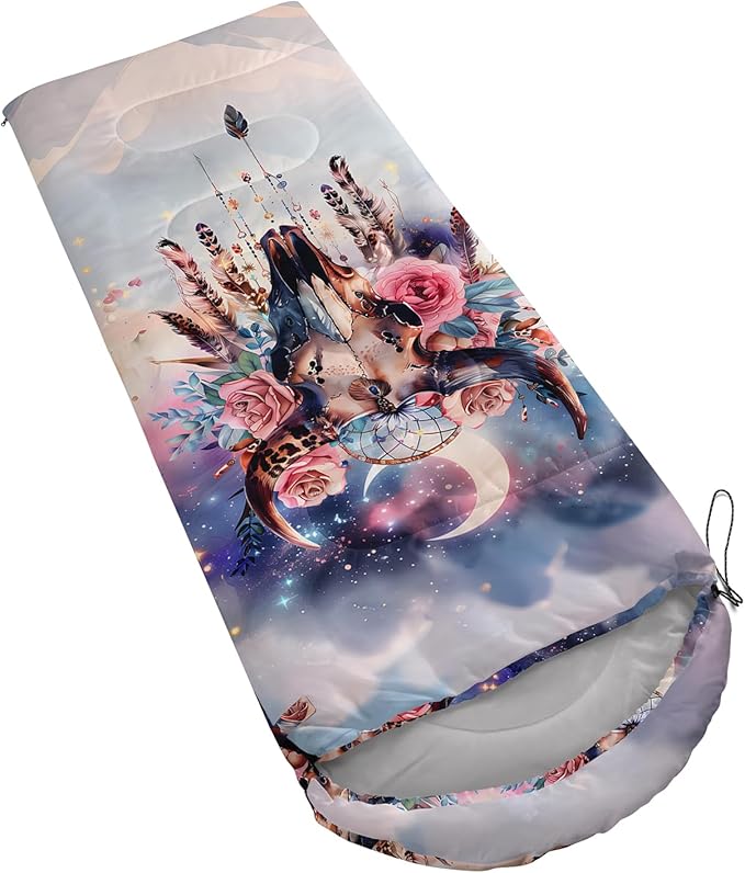 AILONEN Kawaii Puppy Sleeping Bag for Kids Boys Girls,Warm and Cool Weather,Lightweight,Waterproof Backpacking,Cartoon Cute Dog & Duck Animal Themed Blue Sleeping Bag for Camping