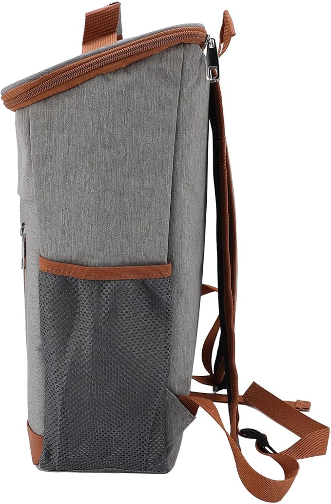 Dioche Cooler Backpack Cooler Backpack, Large Capacity, Leakproof, Multipocket Outdoor Picnic, Rainproof Design, Suitable for Beach Camping, Family Gatherings, Blue. (Gray with Orange)