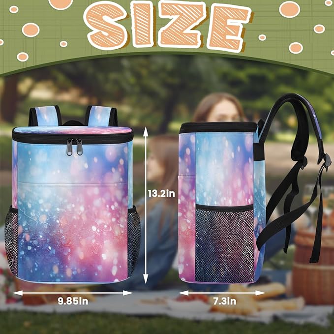Insulated Cooler Backpack Glitter Leakproof Lightweight Ice Coolers Backpack Steel Blue Waterproof Cooler Bag Lunch Backpack for Camping Hiking Picnic for Men Women