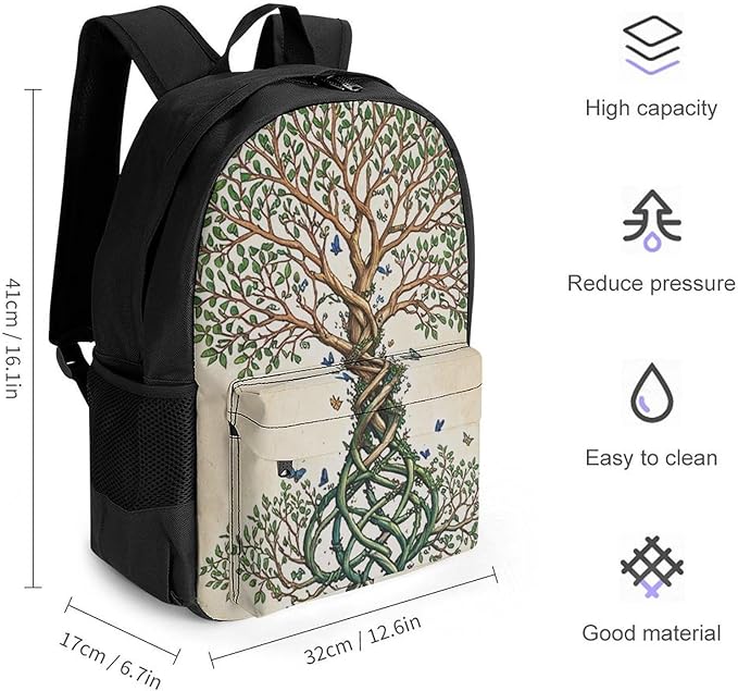 Supdreamc Backpack Anti-Theft Multipurpose Large Capacity Carry On Bag, Dna Tree Of Life Camping Outdoor Backpack With Side Pockets