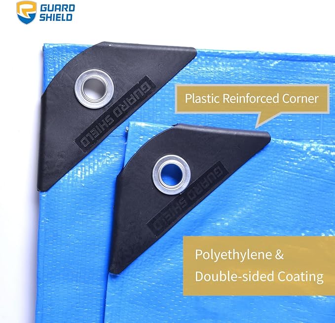 GUARD SHIELD Blue Tarp Waterproof 16x20 Feet Medium Duty All Purpose Poly Tarps Cover 7mil