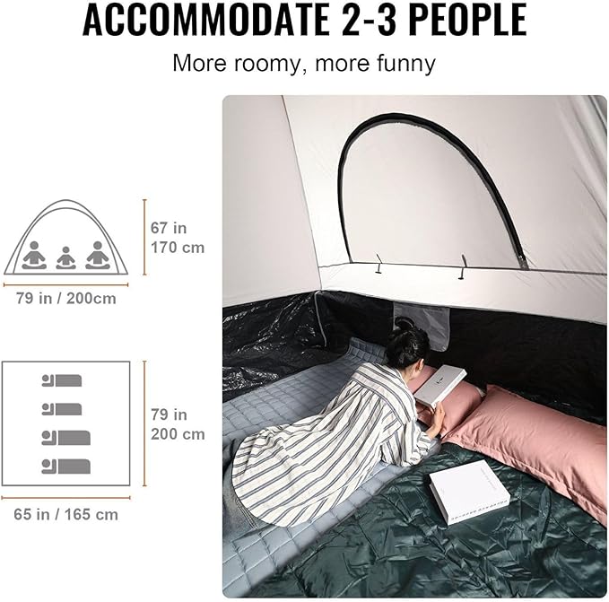 Truck Bed Tent, 6.4'-6.7' Pickup Truck Tent with Rain Layer and Carry Bag, Waterproof PU2000mm Double Layer Truck Tent, Accommodate 2-3 Person, for Camping Traveling Outdoor Activities