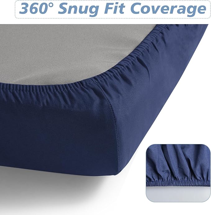 Cot Sheets 31" x 75" Cot Size Sheet Fitted for Narrow Twin Mattress/RVs Bunk/Guest Beds/Army Cots/Trifold Mattress/Travel Size Mattress, Ultra Soft & Breathable Camper RV Bunk Bed Sheets, Navy