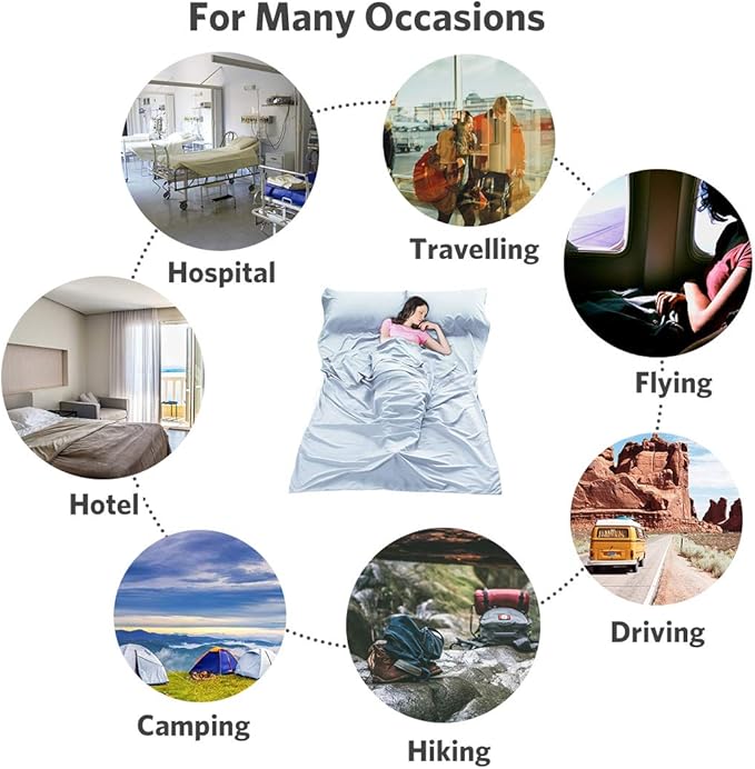 Sleeping Bag Liner Ultralight Travel Sheet Dirt-Proof Camping Sheets Compact Hotel Sleeping-Sack for Outdoor Backpacking Hiking