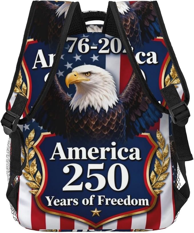 Adults Lightweight 250 Year American Anniversary USA Patriotic 4th of July Art Shoulder Book Bags Big Capacity Shoulder Bag With Adjustable Shoulder Straps for Trekking Work Walking Cycling