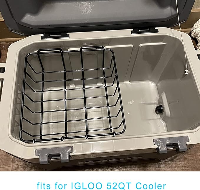 Cooler Basket for YETI Tundra 50 or 65,Inside Dry-Goods Basket Compatible with Cabela's 60QT, Igloo BMX 52QT, Ozark Trail 52QT,Pelican Elite (45 & 70) etc,Stainless Steel Wire Cooler Rack