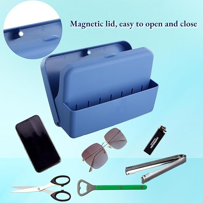 Cooler Accessories for Coleman YETI Coolers, Magnetic Storage Box,8.4 x 2.9 x 5.7 inch Organizer for Sunglasses, Scissors,Small Gadgets, Blue