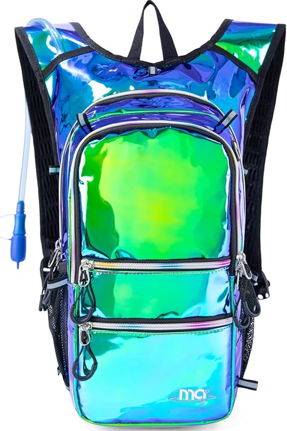 Hydration Backpack Pack with Cool Lights, 2L Water Bladder, Lightweight Bag for Running, Hiking, Bike, Climbing, Music Festival Essential, and Rave