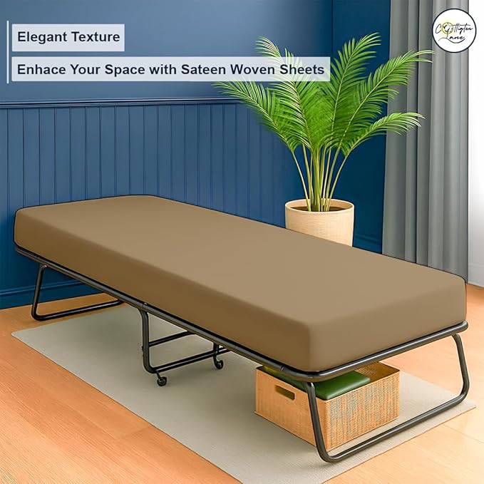 Cot Fitted Sheet 30 x 75, 100% Egyptian Cotton, 1 PC Cot Size Bottom Sheet Only, Perfect for Narrow Twin, Camp Bunk, Army Cots, Trifold Mattress, Camping Cot, Guest Bed Replacement(Taupe)