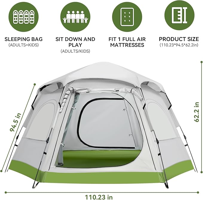 Camping Tent - 2/3/4 Person Instant Tent Easy Pop Up Tents for with Removable Rainfly, 60 Seconds Easy Setup Tent, Automatic,Waterproof Camping shelter Portablefor Camping Hiking Traveling