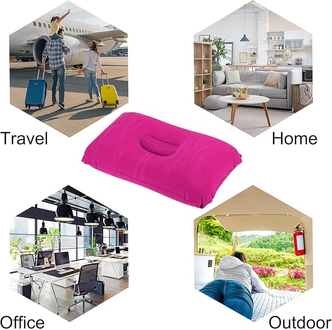 PATIKIL Inflatable Pillow, 4 Pack Ultralight Camping Travel Pillow Desk Rest Neck Support for Hiking Backpacking Office, Pink