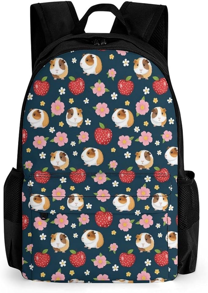 Supdreamc Lightweight Daypack Backpack for Sports Travel Running, Large Capacity Multipurpose Anti-Theft Bookbag, Guinea Pigs Flowers Floral Laptop Backpack Daypack