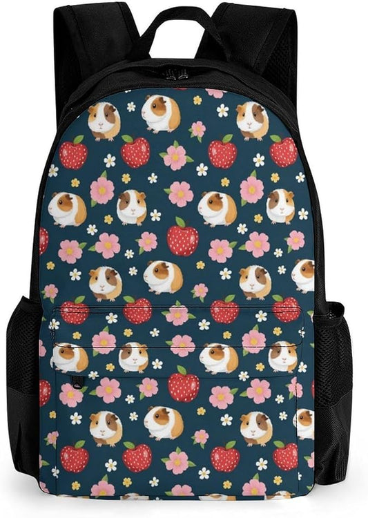 Supdreamc Lightweight Daypack Backpack for Sports Travel Running, Large Capacity Multipurpose Anti-Theft Bookbag, Guinea Pigs Flowers Floral Laptop Backpack Daypack