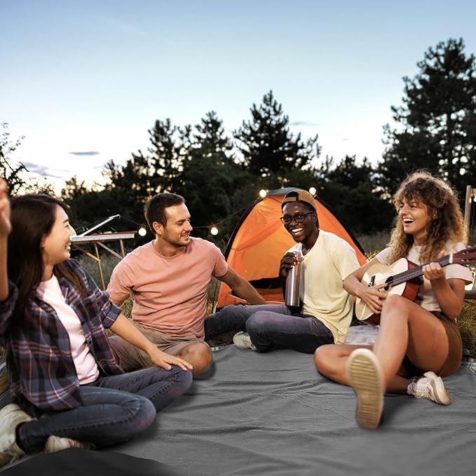 Fleece Waterproof Outdoor Blanket - Windproof Stadium Blanket for Camping, Picnics, and Sports Stay Dry and Comfortable 80"x 58"(Hoodeed, Gray)