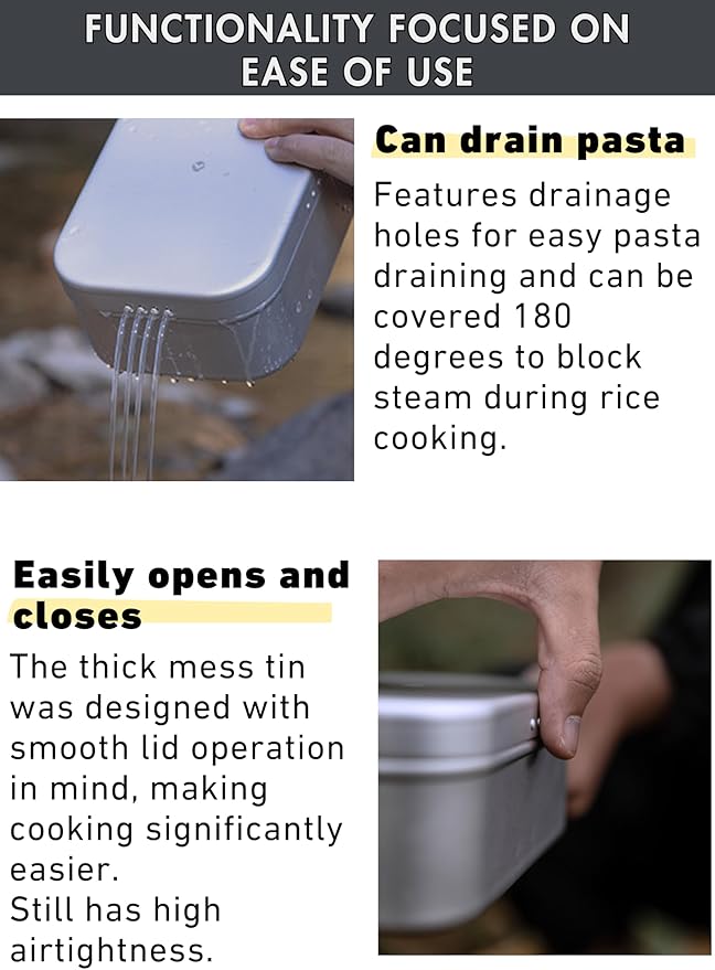 CAMPINGMOON Mess Tin 0.65L Aluminium Camping Cookware Extreme Thick Gray H-1609