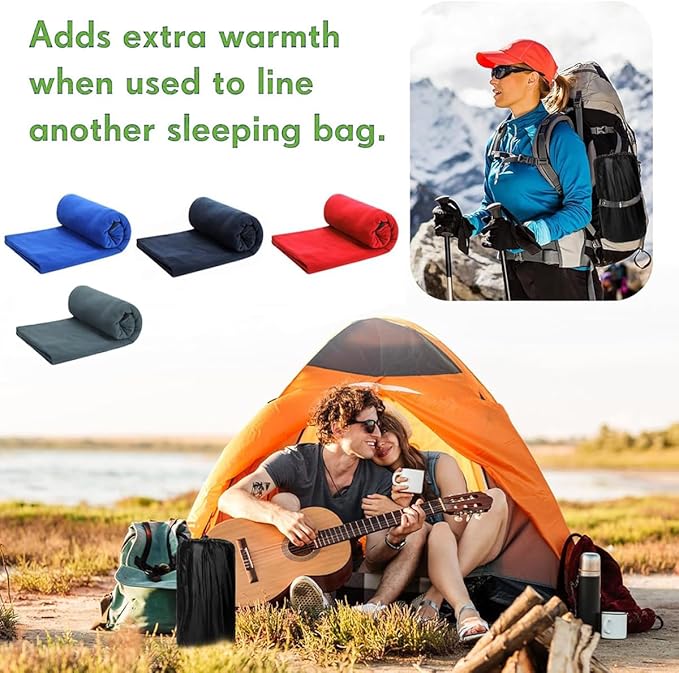 Fleece Sleeping Bag Liner, Sleeping Sack Adult Travel, Sleeping Bag Sheets, Lightweight Travel Camping Sheet, 71 in x 32 in, Unisex Adult