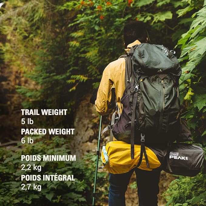 Coleman PEAK1 Premium Waterproof Backpacking Tent with Rainfly & Footprint, Lightweight Camping Tent Withstands Winds up to 45 MPH, 1/2/3/4/6 Person Sizes