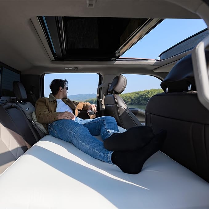 Truck Mattress, TPU Air Foam Camping Bed for Back Seat, Inflatable CozyPad with Rechargeable Built-in Pump, Portable Sleeping Mattress for GMC Pickup Cabin