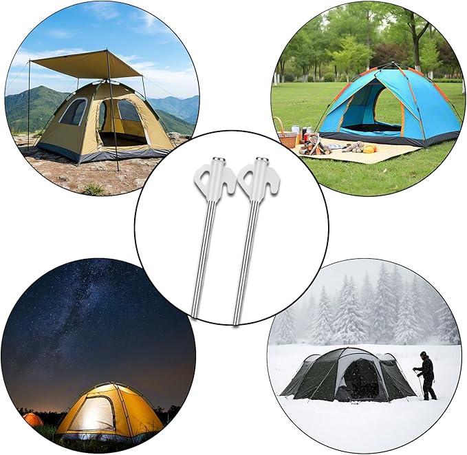 Heavy Duty Steel Tent Stakes - Glow in The Dark Tent Stakes, Durable Metal Ground Stakes with Storage Bag for Tents, Tarps, Canopy Accessories