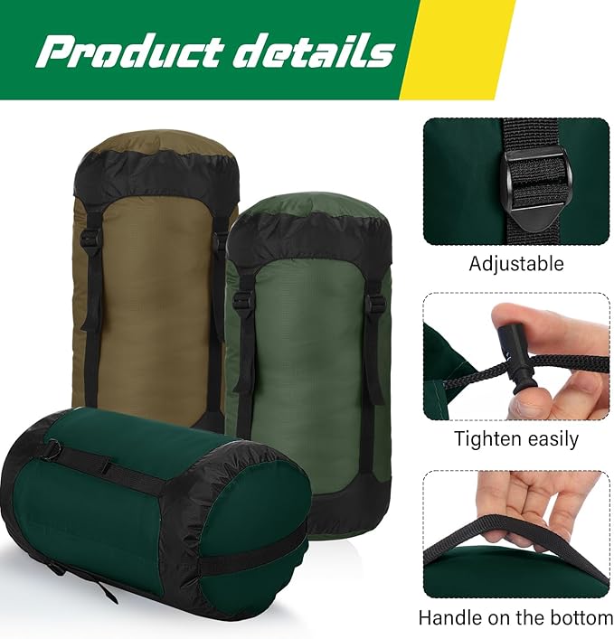 5 Pcs Compression Sacks for Backpacking 20L Camping Sleeping Bag Stuff Sacks for Backpacking Water Resistant Sleeping Bag Storage Sack for Space Saving Hiking Gear